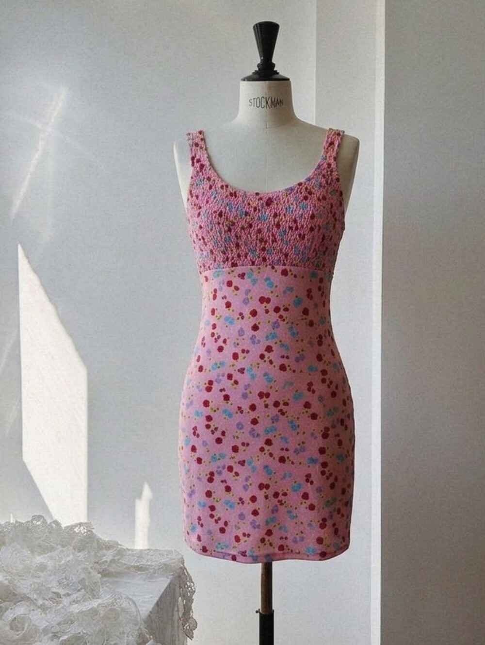 Super Cute Vintage Giorgio Fiorelli Pink Multicolor Heart Print Knit Tank Dress